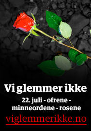 Vi glemmer ikke 22. juli, ofrene, minneordene, rosene.