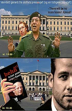 ARI MED ENDA NYERE BOK: Pressesjefen nekter for alt. (Jepp, bildene og teksten er manipulert og funnet p�)