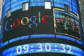 G�R KNALLBRA P� B�RSEN: I forrige uke klatret Googleaksjen opp p� 180 dollar. Det er en fordobling siden i sommer.