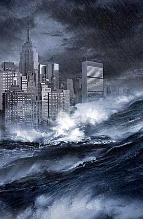 MANHATTAN: New York sentrum blir oversv�mmet i milj�katastrofefilmen.