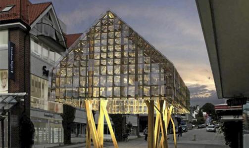 LANTERNEN: Dette bygget i Sandnes, �Lanternen�, blir omtalt av Wallpaper. For � gi taket et lett og abstrakt uttrykk har alle elementene i taket helt like dimensjoner. S�ylene forgrener seg ut i taket for � fordele belastningen i takflaten. De er flyttet inn under konstruksjonen slik at de st�r beskyttet. Dette er ogs� gjort for � viske ut skille mellom overdekket og ikke overdekket uterom. Ingen ting som st�r p� bakken markerer n�r man er overdekket.  Foto: Atelier Oslo