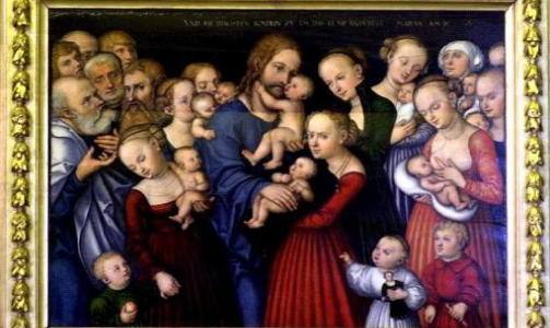 KLASSISK: Mange historiske ber�mtheter heter Lukas eller Lucas. Her er deler av malerie La de sm� barna komme til meg, malt av kunsteneren Lucas Cranach d.e. Maleriet, som har hengt i Larvik kirke siden 1677.