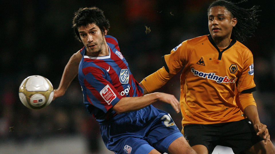 DR�MMEKVELD: Crystal Palace-forsvarer Danny Butterfield ble flyttet opp som spiss mot Wolverhampton Wanderers og Michael Mancienne, og leverte varene som aldri f�r.Foto: SCANPIX/AFP/GLYN KIRK
