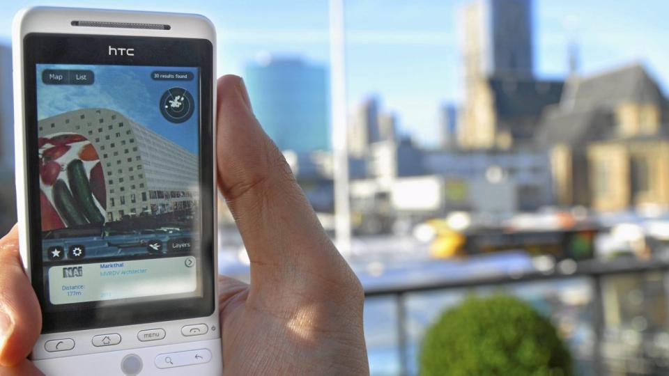 APPLIKASJON: Augmented Reality for arkitekturinteresserte, tilgjengelig via Layar. Foto: Kees Spruijt