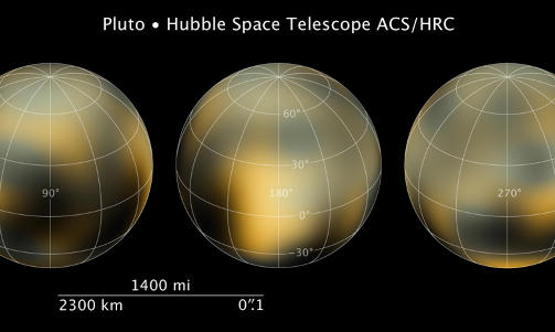 LAGER KART OVER PLUTO: Om fem �r flyr romsonden New Horizon forbi Pluto, og verden kommer til � f� sv�rt mye bedre bilder av dvergplaneten. Men tiden er knapp og p� forh�nd m� det planlegges hva som skal fotograferes n�r romsonden flyr forbi. Foto: NASA/ESA/M. Buie/Southwest Research Institute