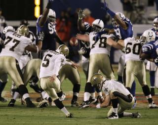GOD KAMP: Garrett Hartley (nummer fem) var i det treffsikre hj�rnet. Foto: AP/Chris O'Meara