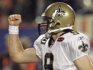 SEIERHERREN: Drew Brees var den store spilleren, og ledet sitt lag til en overraskende Super Bowl-triumf. Foto: AP/Julie Jacobson