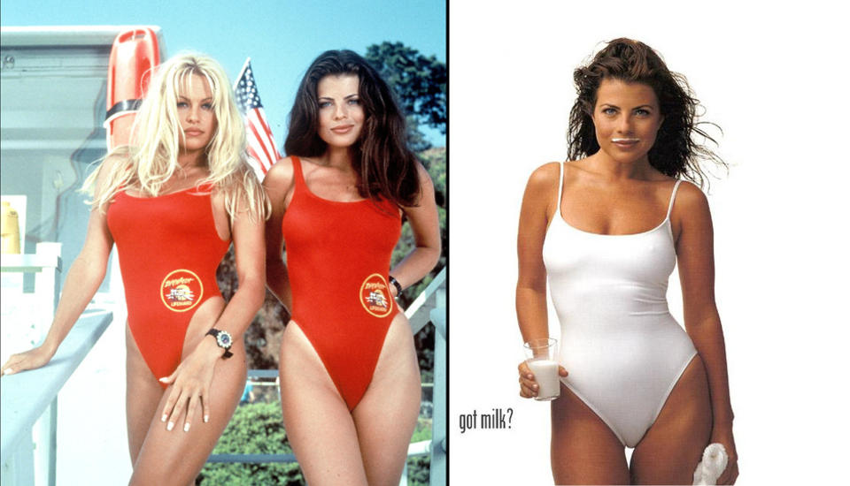 I ARBEIDSANTREKKET: Pamela Anderson (t.v.) og Yasmine Bleeth (i midten og til h�yre) var stjerne i suksesserien �Baywatch� p� nittitallet. Foto: STELLA PICTURES/GOT MILK?