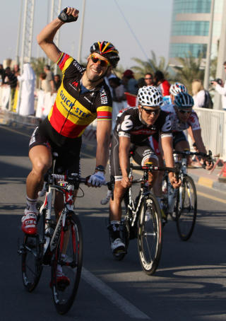 IMPONERTE SEG SELV: - Det var virkelig raskt, sier Boonen etter seieren. Han mener selv hans forrige fartsrekord kom i en duell med Alessandro Petacchi. Foto: AFP/KARIM JAAFAR