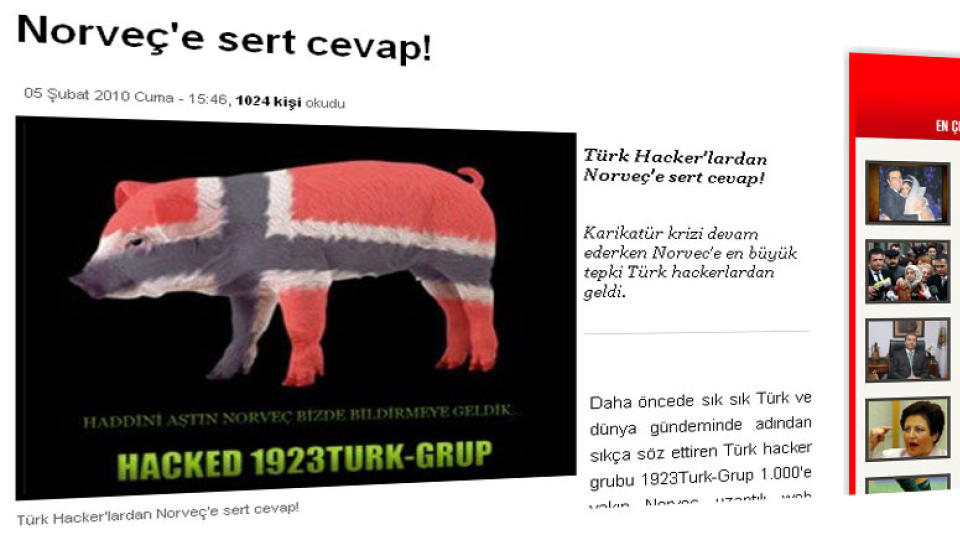 GRISELOGO: Slik er den nye logoen til den tyrkiske hackergruppen 1923TURK, if�lge tyrkiske nettsider. Hackerne hevder � st� bak angrepet p� Dagbladet. FAKSIMILE: Beyazgazete News