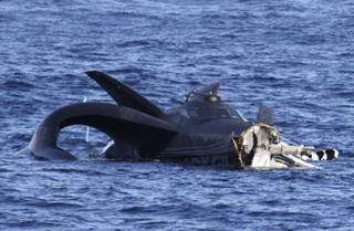 �DELAGT: Slik s� den h�yteknologiske superb�ten �Ady Gil� ut etter sammenst�tet med det japanske skipet. Foto:  REUTERS/Institute of Cetacean Research.