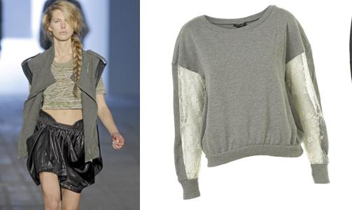 FRA VENSTRE: Catwalken til Alexander Wang, genser fra Topshop (kr 260), tights fra HogM (kr 199). Foto: Stella, produsenten