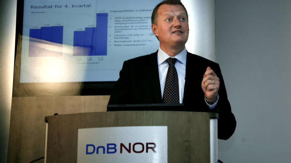Oslo 20080214. Rune Bjerke i DnB NOR  legger frem rekordresultat for DnB.

Foto: Steinar Buholm / Dagbladet.