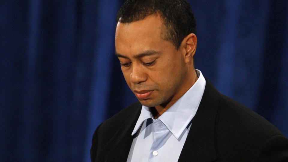 VAR UTRO: Tiger Woods beklaget til alt og alle dag han m�tte pressen i dag. Foto: Reuters/Scanpix