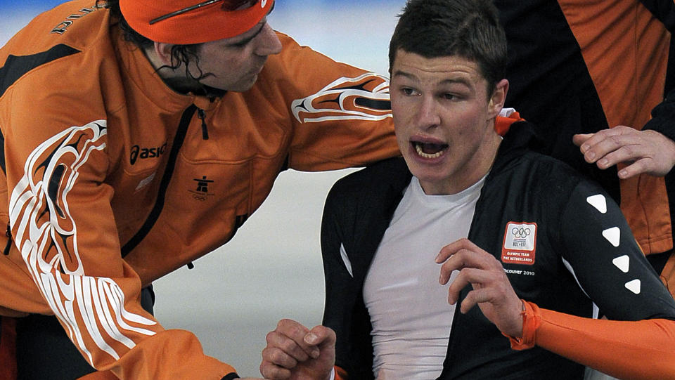 UTR�STELIG: Sven Kramer var forbannet og lei seg etter diskvalifikasjonen i g�r kveld. Foto: AFP