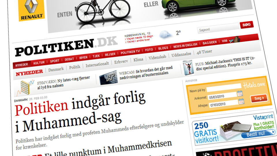 FORLIK: Forsiden p� politiken.dk i dag.