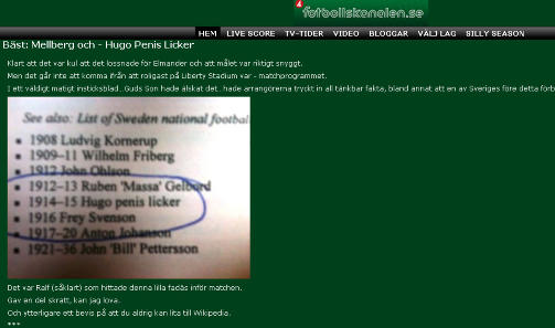 BEVISET: Fotbollskanalen knipset programmet. Faksimile. Fotoballskanalen. se