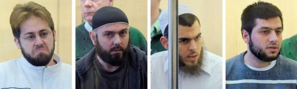TERRORD�MT: Fritz Gelowicz , Adem Yilmaz, Daniel Schneider og Attila Selek ble i dag d�mt i retten.
