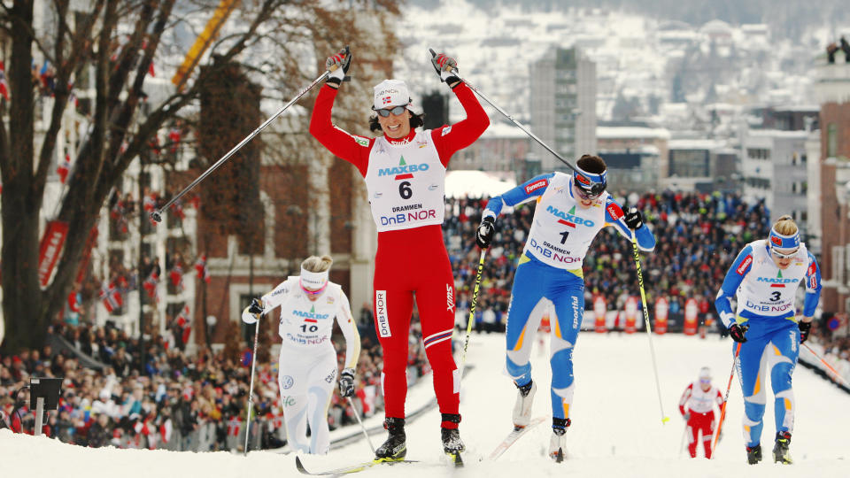 SEIERSMASKIN: Etter �r med motgang, har Marit Bj�rgen ikke bare n�dd gamle h�yder, men ogs� overg�tt tidligere meritter. N� f�r hun Holmenkollmedaljen.Foto: Erlend Aas / Scanpix