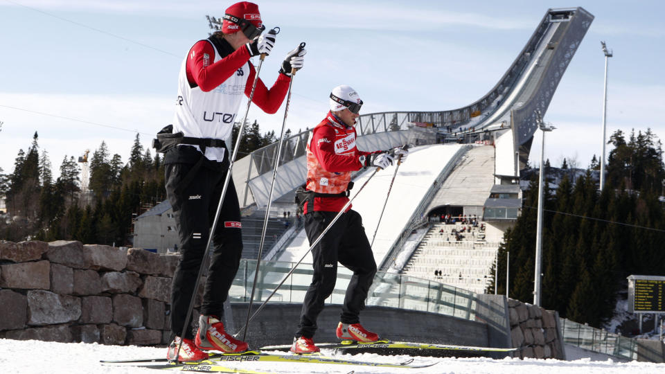 KLAR TIL START: Petter Northug trente i l�ypene i nye Holmenkollen foran helgens v-cuparrangement.  Foto: Cornelius Poppe / Scanpix