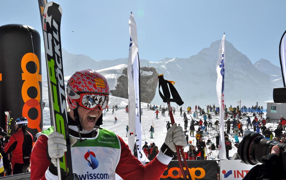 H�YT OPPE: Audun Gr�nvold tok bronse i OL-skicross. I dagens verdenscuprenn gikk han helt til topps.Foto: Norges Skiforbund