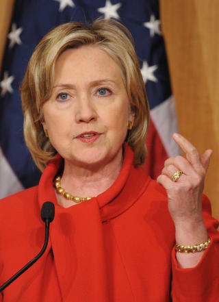 FORN�RMET: USAs utenriksminister Hillary Clinton ford�mmer israelske byggeplaner. AFP PHOTO/Mandel NGAN