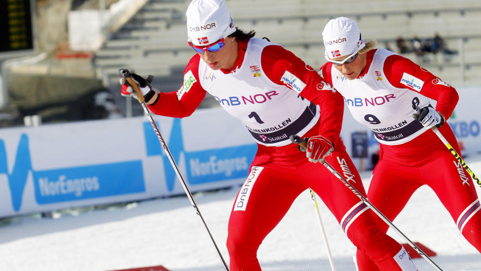 VANT I KOLLEN: Marit Bj�rgen seiret i Kollen p� 30 km. I Falun i dag ble hun nummer to, bak en viss polsk l�per. Foto: Kyrre Lien / Scanpix