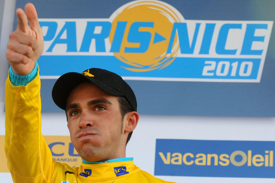 TIDLIG SKREMMESKUDD: Alberto �El Pistolero� Contador viser solid form allerede i mars, og hadde god kontroll da han vant etapperittet Paris-Nice.Foto: SCANPIX/AFP PHOTO PASCAL PAVANI