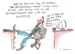 IKKE BARE P� TV: Fredrik Skavlan er ogs� en habil tegneserieskaper.