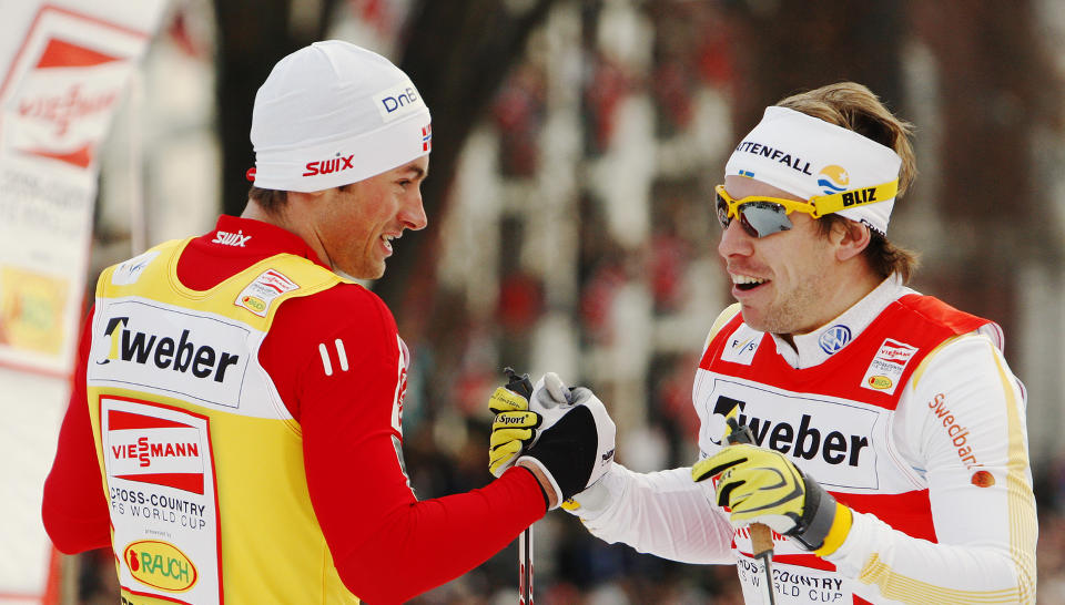 NY J�NSSON-DUELL?: Petter Northug m�tte se seg sl�tt av Emil J�nsson i Drammen forrige uke. N� kan han f� revansje mot svensken i Stockholm.Foto: Erlend Aas / Scanpix