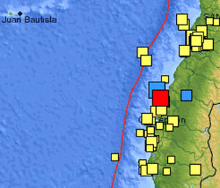 HER RAMMET SKJELVET: Episenteret var 87 kilometer nordvest for Concepci�n. Faksimile: USGS