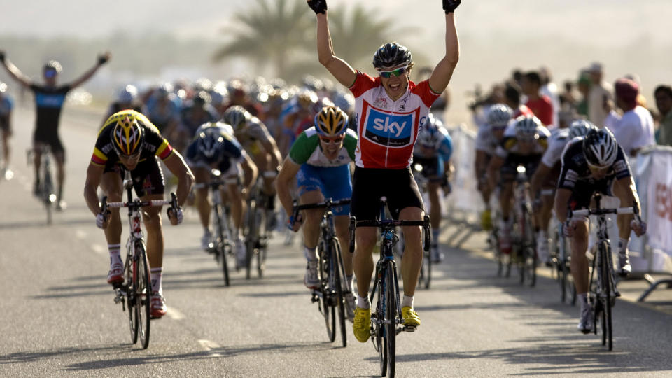 VANT SPUR IGJEN: Edvald Boasson Hagen vant spurten i siste etappe av Tirreno-Adriatico i dag. Her fra seieren p� tredje etappe i Oman rundt. Foto: David Furst, AFP/Scanpix