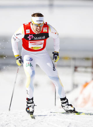 FIKK REVANSJ P� J�NSSON: Etter annenplassen bak J�nsson i Drammen slo Northug fast at han er bedre enn svensken i staking - men d�rligere i diagonalgang. Det fikk han vist i dag. 
Foto: Erlend Aas / Scanpix