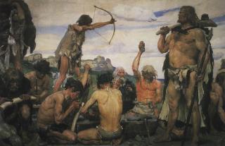 ARBEIDSDELING I STEINALDEREN: Den sterke mannen sto for jakt if�lge dette kunstverket laget av Viktor Vasnetsov p� slutten av 1800-tallet. Foto: WIKIMEDIA