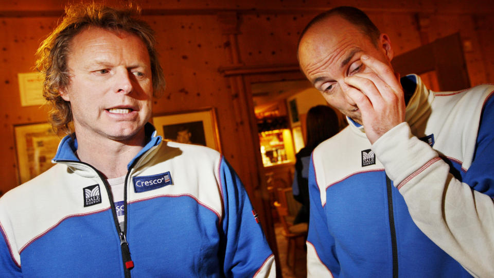 PETTER-TRENER M� TENKE SEG OM: �ge Skinstad (t.v.) vil ha herrelandslagstrener Morten Aa Djupvik med videre. Foto: H�kon Mosvold Larsen / SCANPIX