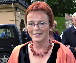 ANGRET: Anne Enger Lahnstein (Sp) stilte med bare skuldrer og nettinghansker p� et bilpanser for Se og H�r. Foto: Arne V. Hoem / Dagbladet