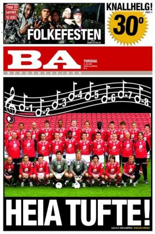 H�NET BRANN: Dette ventet i avisstativene da Brann landet p� Flesland etter 0-8 borte mot Molde i 2008. Faksimile: BA