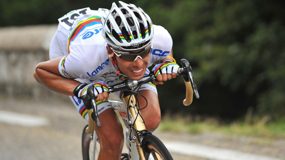 MISTENKT: Tidligere verdensmester Alessandro Ballan er blant de mistenkte rytterne i forbindelse med en omfattende dopingetterforskning i Italia.Foto: SCANPIX/AFP PHOTO/LIONEL BONAVENTURE
