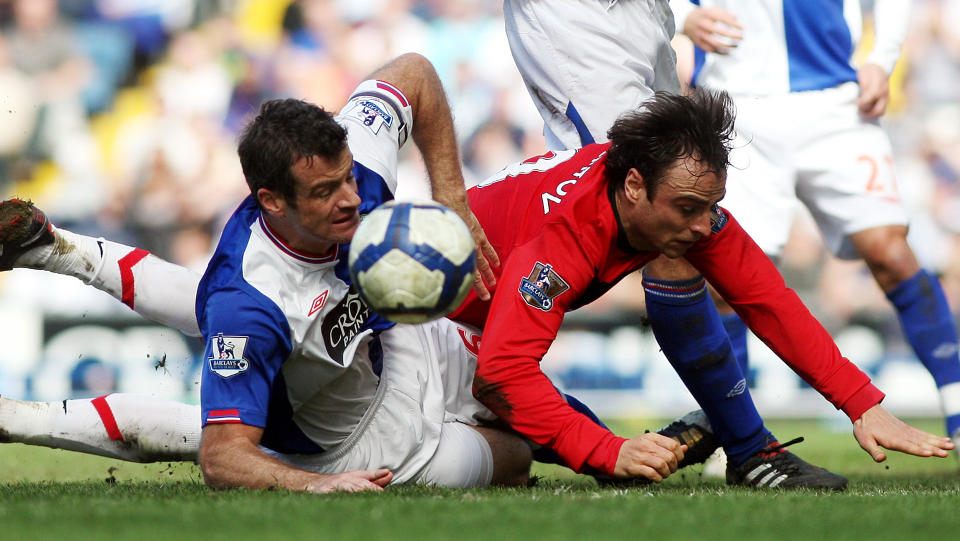 P� TRYNET: Dimitar Berbatov og Manchester United fikk bare med seg ett poeng fra Blackburn i dag. Foto: AP