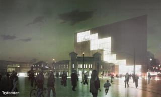 P� TREDJE: Forslaget �Trylleesken� av danske Henning Larsen Architects A/S kom p� tredjeplass i konkurransen. Foto: Statsbygg.