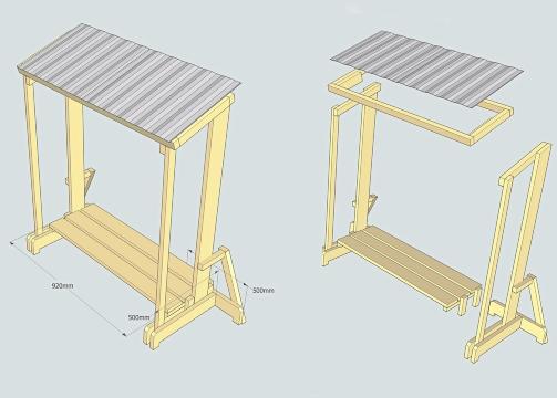 MÅL: Bredden på takplatene styrer bredden på skjulet. Vi har tatt utgangspunkt takplater med en bredde på 120 centimeter.
Bordene som lager foten er alle 50 centimeter.
Høyden kan du også variere. Vi har kappet det bakerste bordet på 150 centimeter. For å få riktig takvinkel stiller du kappsaga på 22,5 grader når du kapper alle de skrå kuttene. ILLUSTRASJON: Øivind Lie MÅL: Bredden på takplatene styrer bredden på skjulet. Vi har tatt utgangspunkt takplater med en bredde på 120 centimeter.
Bordene som lager foten er alle 50 centimeter.
Høyden kan du også variere. Vi har kappet det bakerste bordet på 150 centimeter. For å få riktig takvinkel stiller du kappsaga på 22,5 grader når du kapper alle de skrå kuttene. ILLUSTRASJON: Øivind Lie