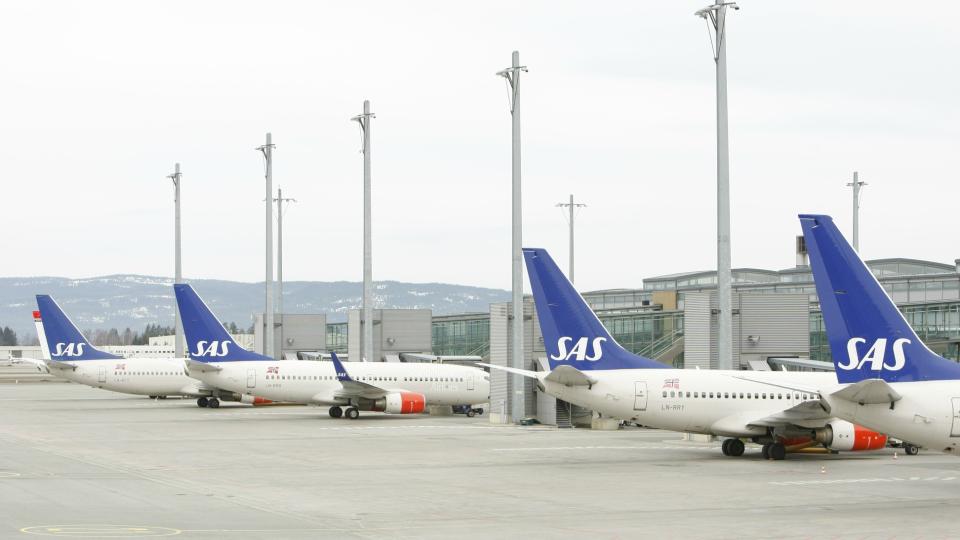 SAS ST�R: SAS fly sto p� Gardermoen da trafikken ble stanset for en uke siden. Torsdag fl�y ikke selskapet til og fra Bergen lufthavn Flesland. Foto: Erlend Aas / Scanpix