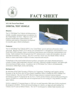 Se det offisielle faktaskrivet til romflyet som pdf her. Faksimile: U.S. Air Force