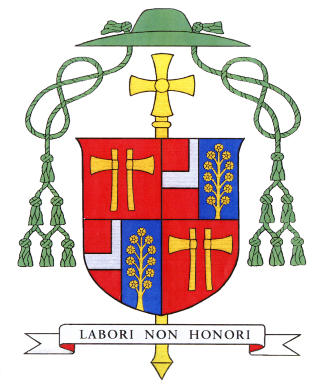 Beskjedenhet er en dyd: Da Eidsvig ble utnevnt til biskop
valgte han dette v�penskjoldet. Mottoet er �Labori non
honori� (For arbeid, ikke for �re).