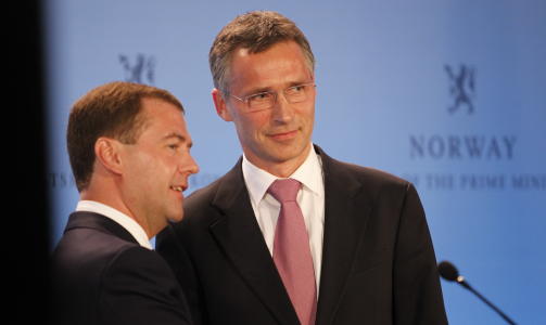 ENIGE: Russlands president Dmitrij Medvedev p� pressekonferansen etter de politiske samtalene med og statsminister Jens Stoltenberg tirsdag. Foto: Jon Terje Hellgren Hansen