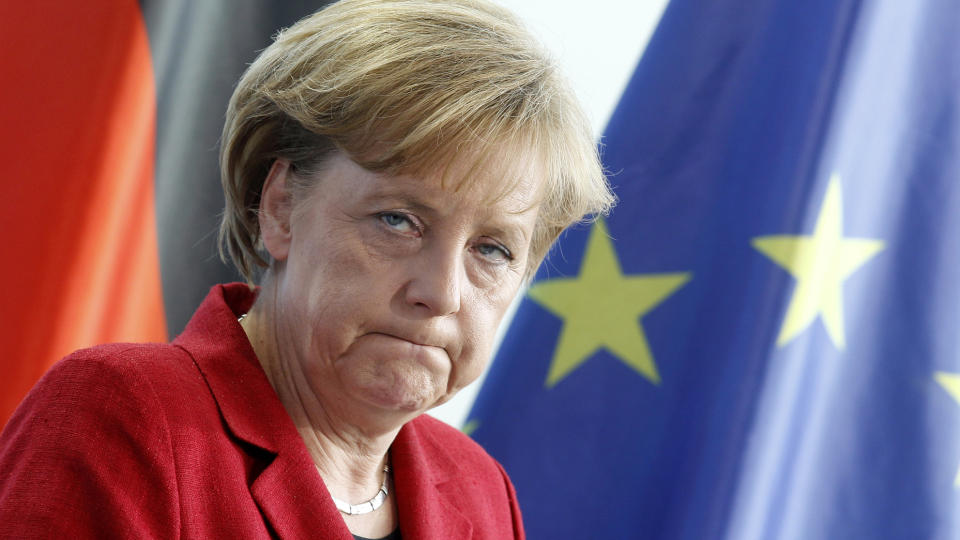 KRISEL�N: Tysklands regjeringssjef Angela Merkel har vanskeligheter med det tyske bidraget til EUs hjelpepakke til Hellas. Foto: REUTERS/SCANPIX