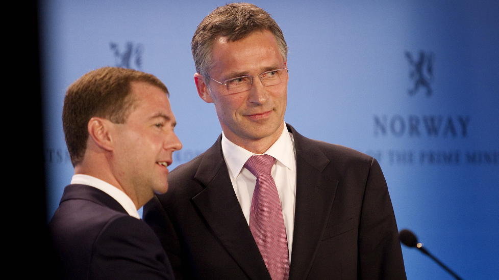 ENIGE: Russlands president Dmitrij Medvedev og statsminister Jens Stoltenberg. Foto: Jon Terje Hellgren Hansen / Dagbladet
