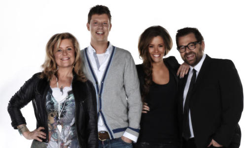 DOMMERPANELET: Elisabeth Andreassen, juryformann Jan Fredrik Karlsen, Marion Ravn og Klaus Sonstad. Foto: TV 2