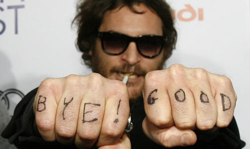 SPEILVENDT AVSKJED: Slik tok Joaquin Phoenix avskjed med skuespillerkarrieren. Eller gjorde han det? Foto: SCANPIX/REUTERS/Mario Anzuoni/