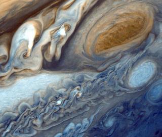 MALERISK: Sonden Voyager 1 tok dette bildet av Jupiters atmosf�re da den passerte i 1979. Foto: NASA